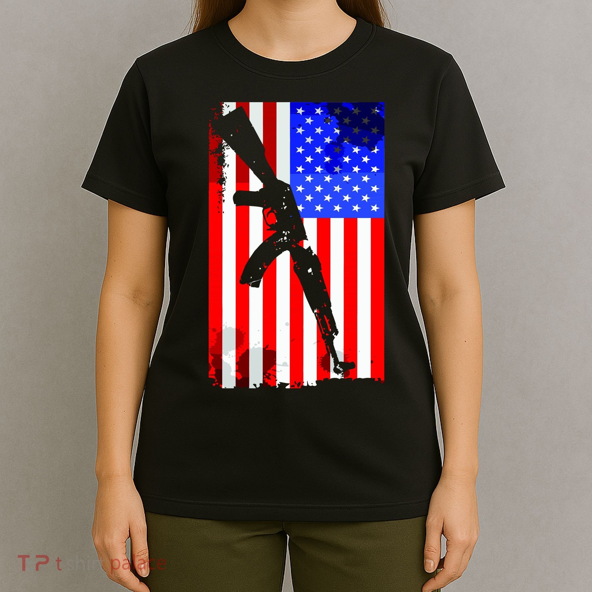 Vintage USA AK-47 Gun American Flag T-Shirt
