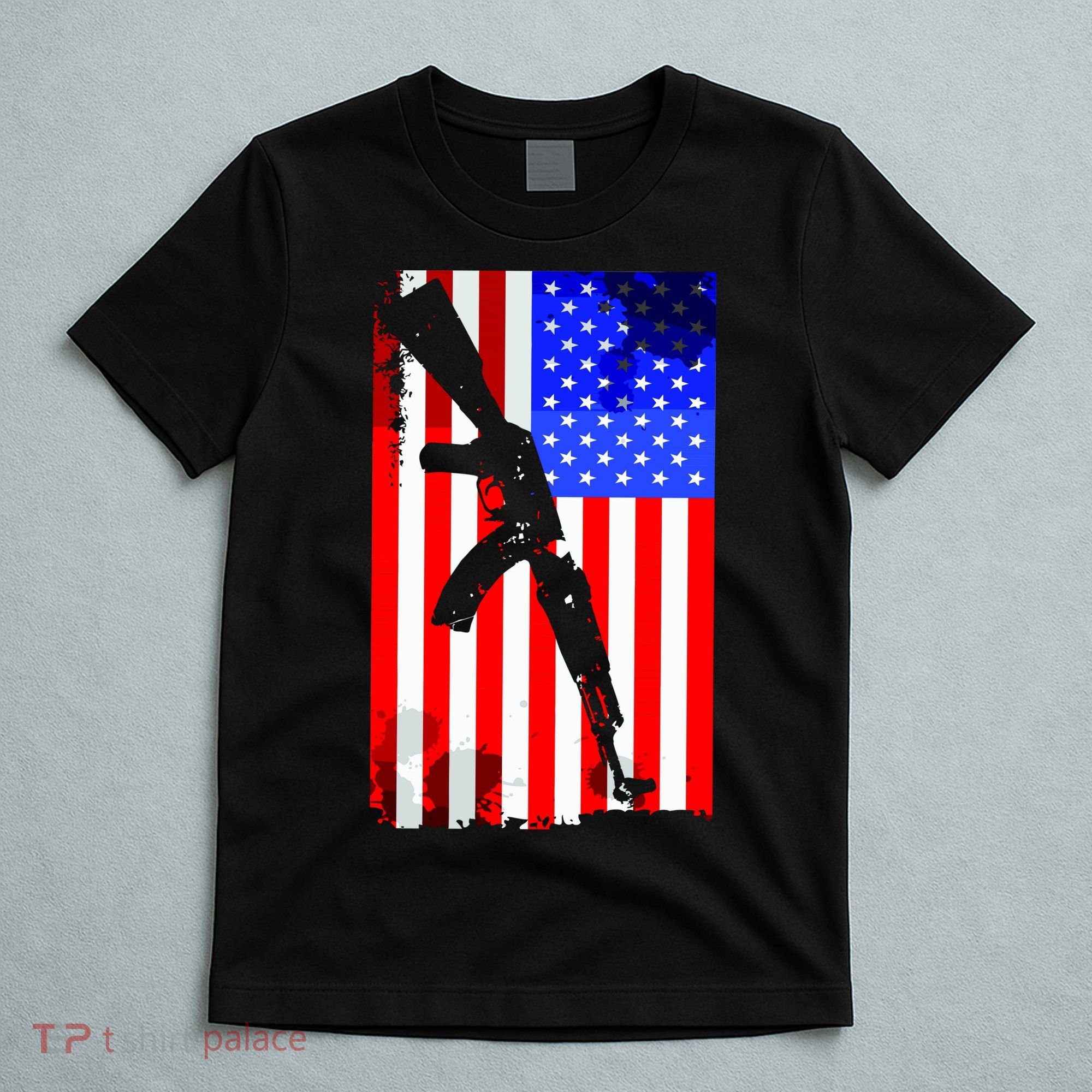Vintage USA AK-47 Gun American Flag T-Shirt