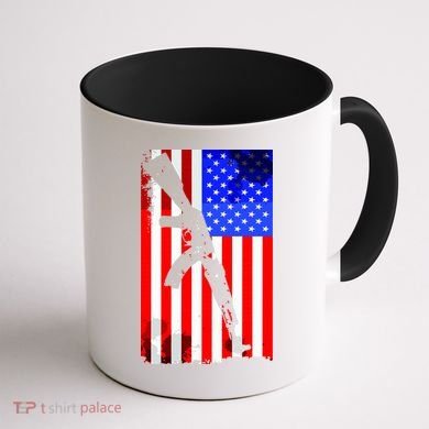Vintage USA AK-47 Gun American Flag Coffee Mug back