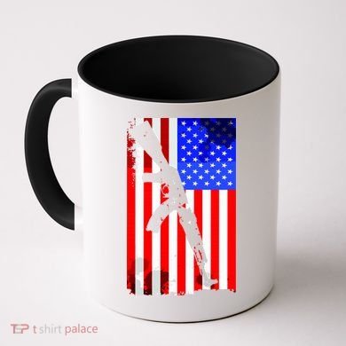 Vintage USA AK-47 Gun American Flag Coffee Mug