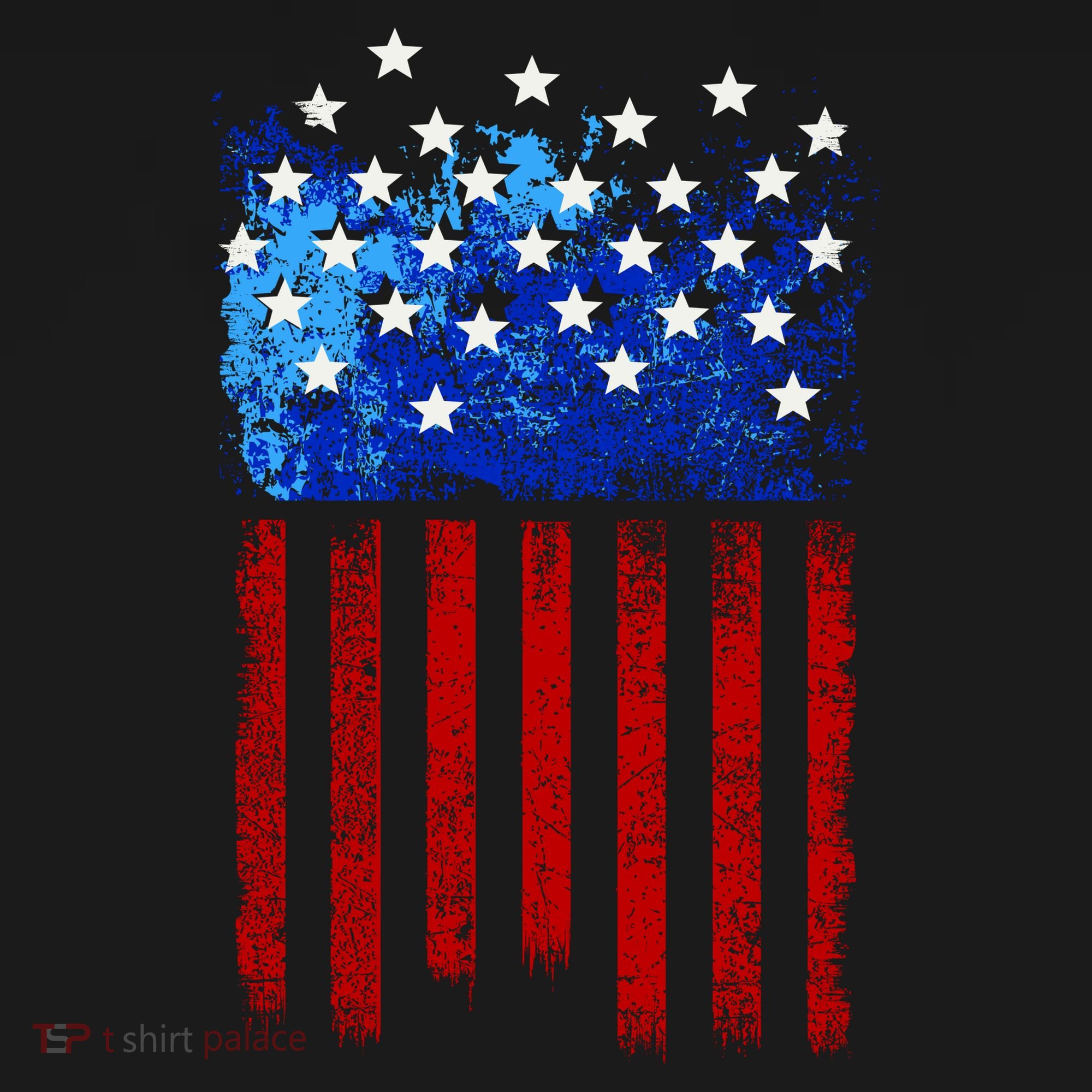Vintage USA American Flag Paint Long Sleeve Shirt