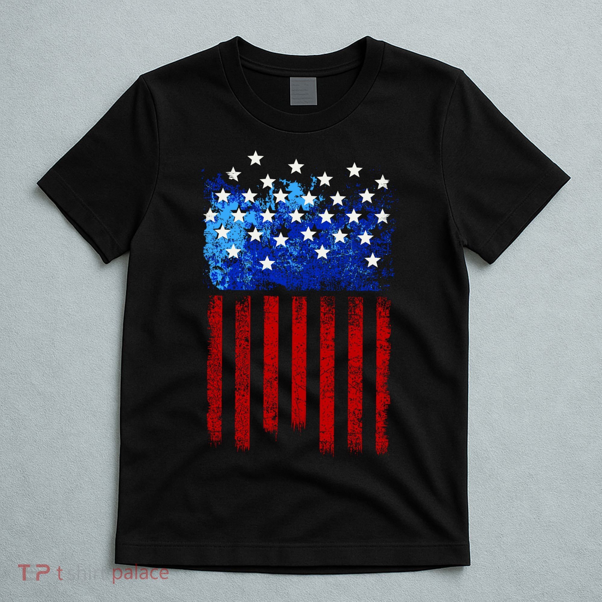 Vintage USA American Flag Paint T-Shirt