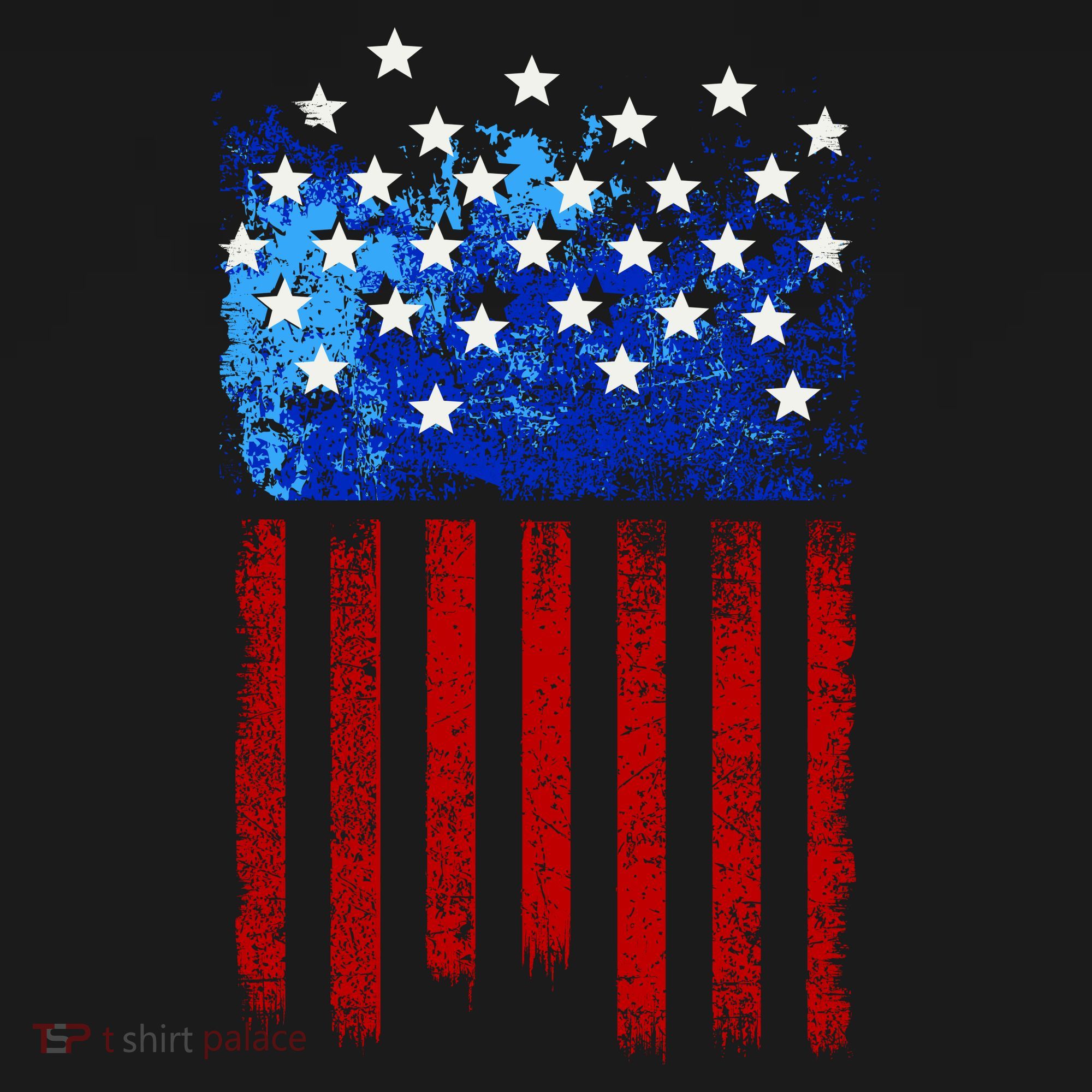 Vintage USA American Flag Paint T-Shirt