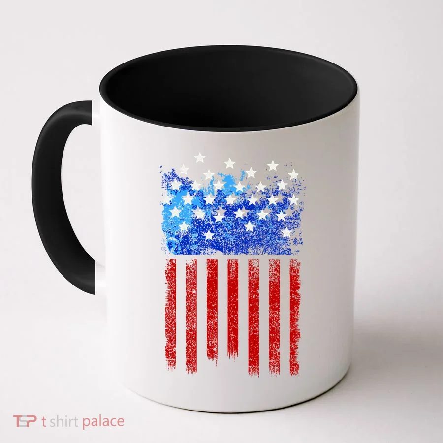 Vintage USA American Flag Paint Coffee Mug