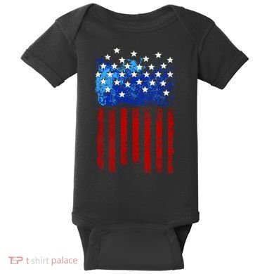 Vintage USA American Flag Paint Baby Bodysuit