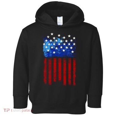 Vintage USA American Flag Paint Toddler Hoodie