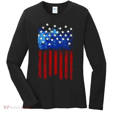 Vintage USA American Flag Paint Women's Long Sleeve Shirt