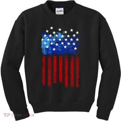 Vintage USA American Flag Paint Kids Sweatshirt
