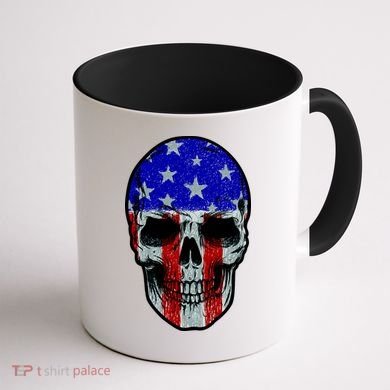 Vintage USA American Patriot Skull Coffee Mug back