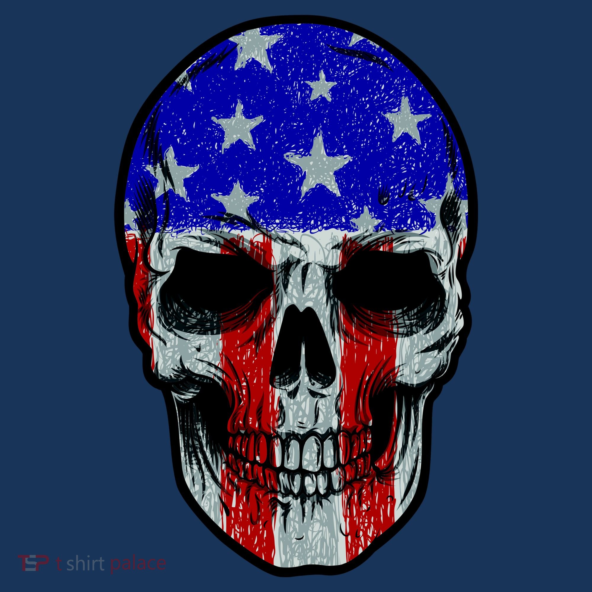 Vintage USA American Patriot Skull Long Sleeve Shirt