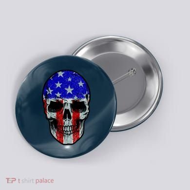 Vintage USA American Patriot Skull Button