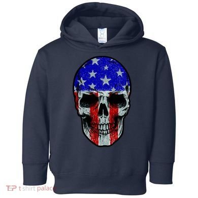 Vintage USA American Patriot Skull Toddler Hoodie