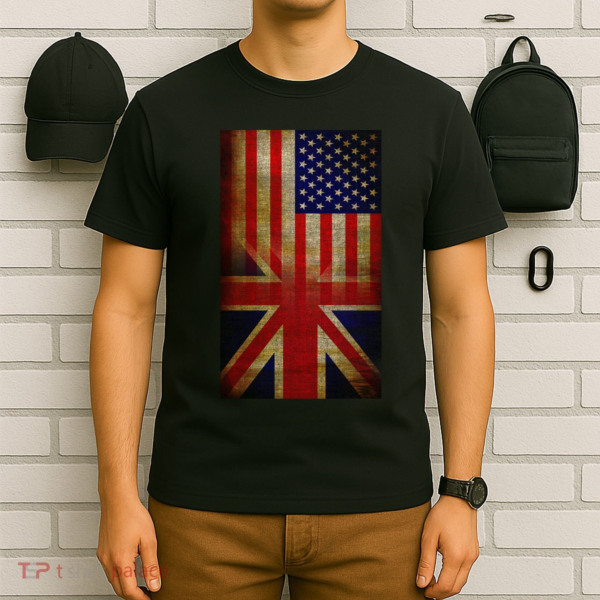 Vintage USA British Distress Flag T-Shirt