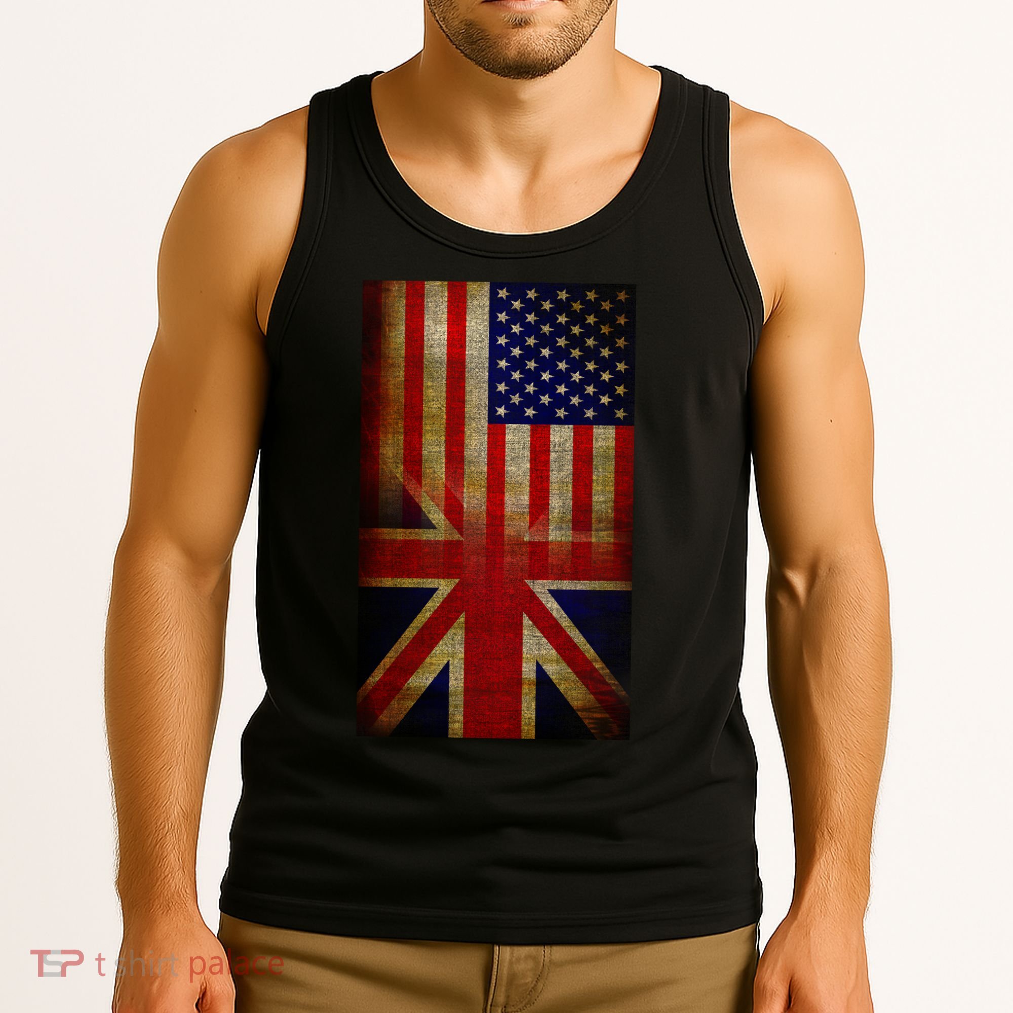 Vintage USA British Distress Flag Tank Top