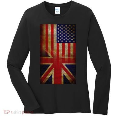Vintage USA British Distress Flag Women's Long Sleeve Shirt
