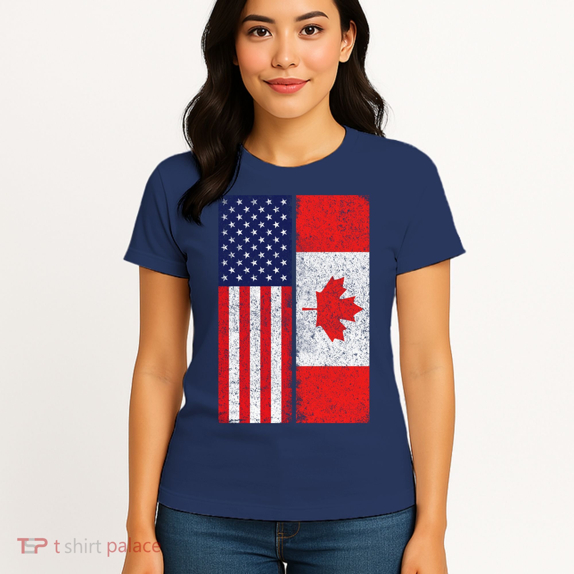 Vintage USA Canadian Flag Women's T-Shirt