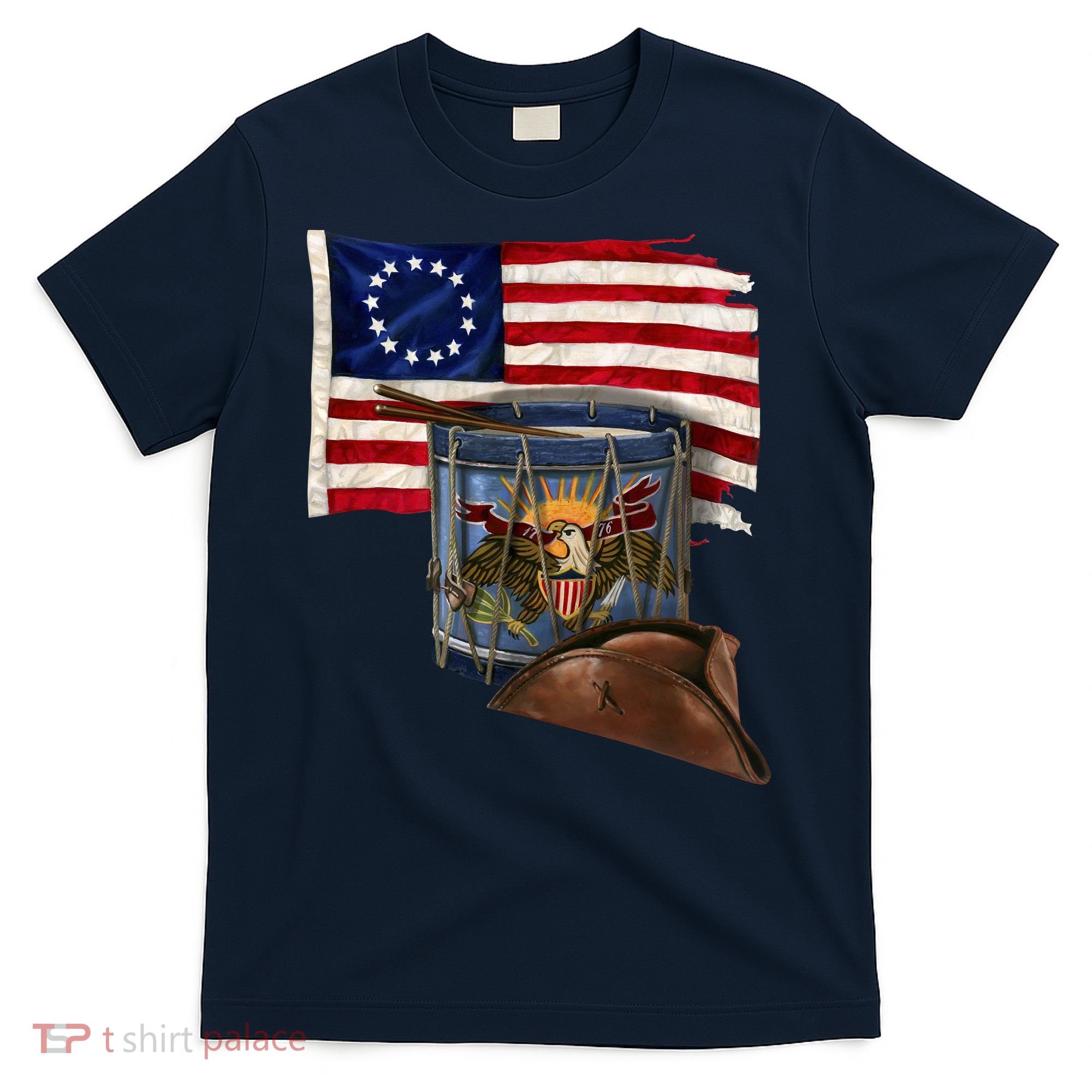 Vintage USA Flag Patriotic Drum T-Shirt