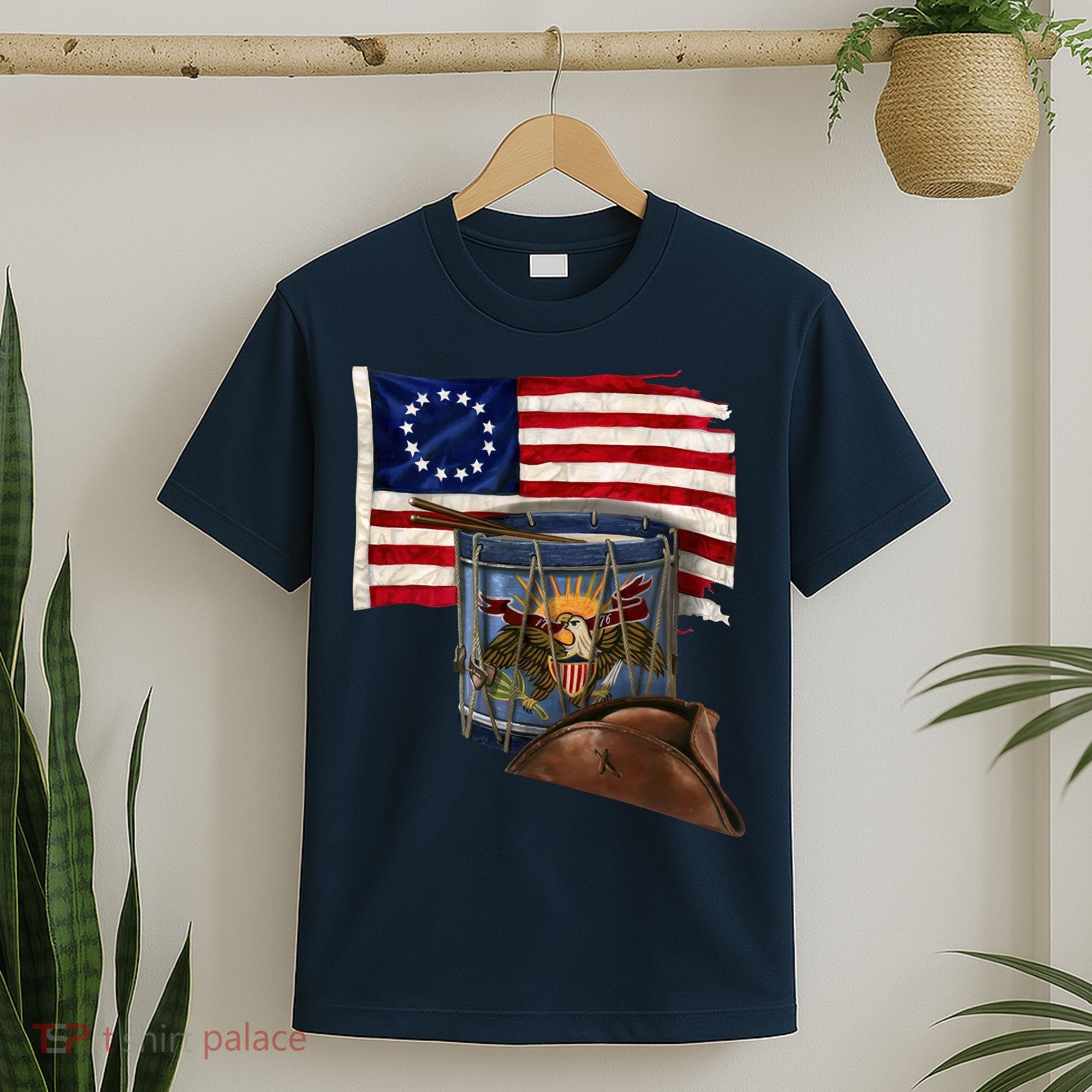 Vintage USA Flag Patriotic Drum T-Shirt