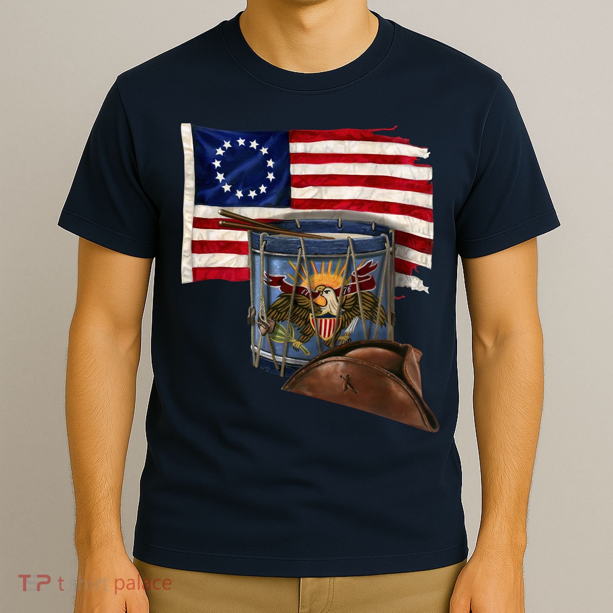 Vintage USA Flag Patriotic Drum T-Shirt
