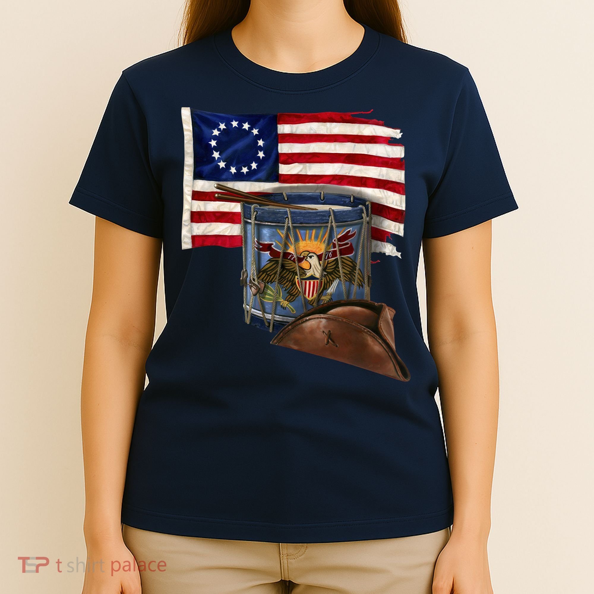 Vintage USA Flag Patriotic Drum T-Shirt