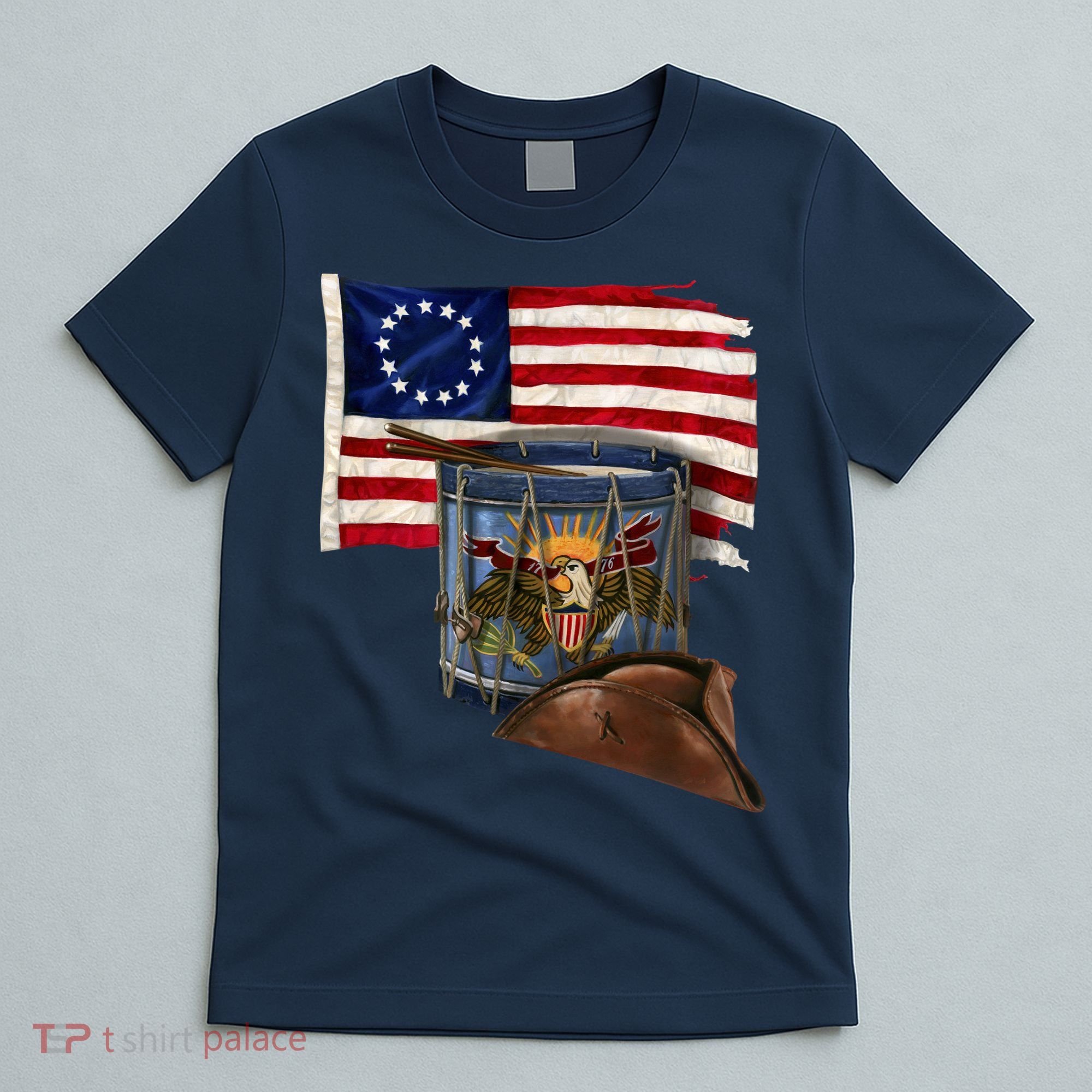 Vintage USA Flag Patriotic Drum T-Shirt