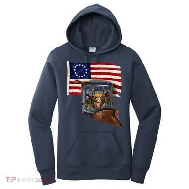 Vintage USA Flag Patriotic Drum Women's Hoodie