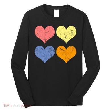 Vintage Valentine Day Hearts Long Sleeve Shirt