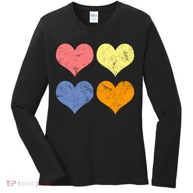 Vintage Valentine Day Hearts Women's Long Sleeve Shirt