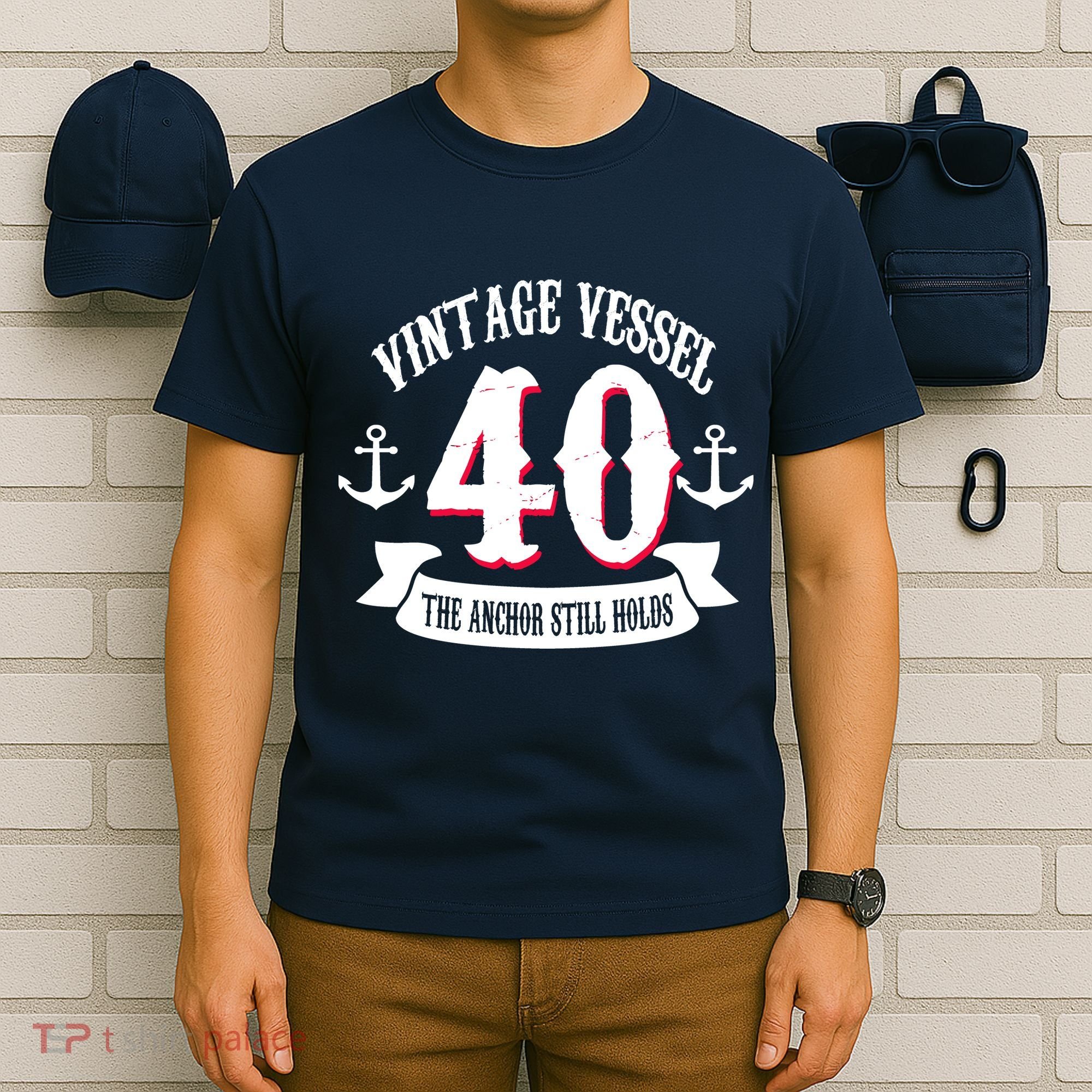 Vintage Vessel 40th Birthday The Anchor Still Holds T-Shirt