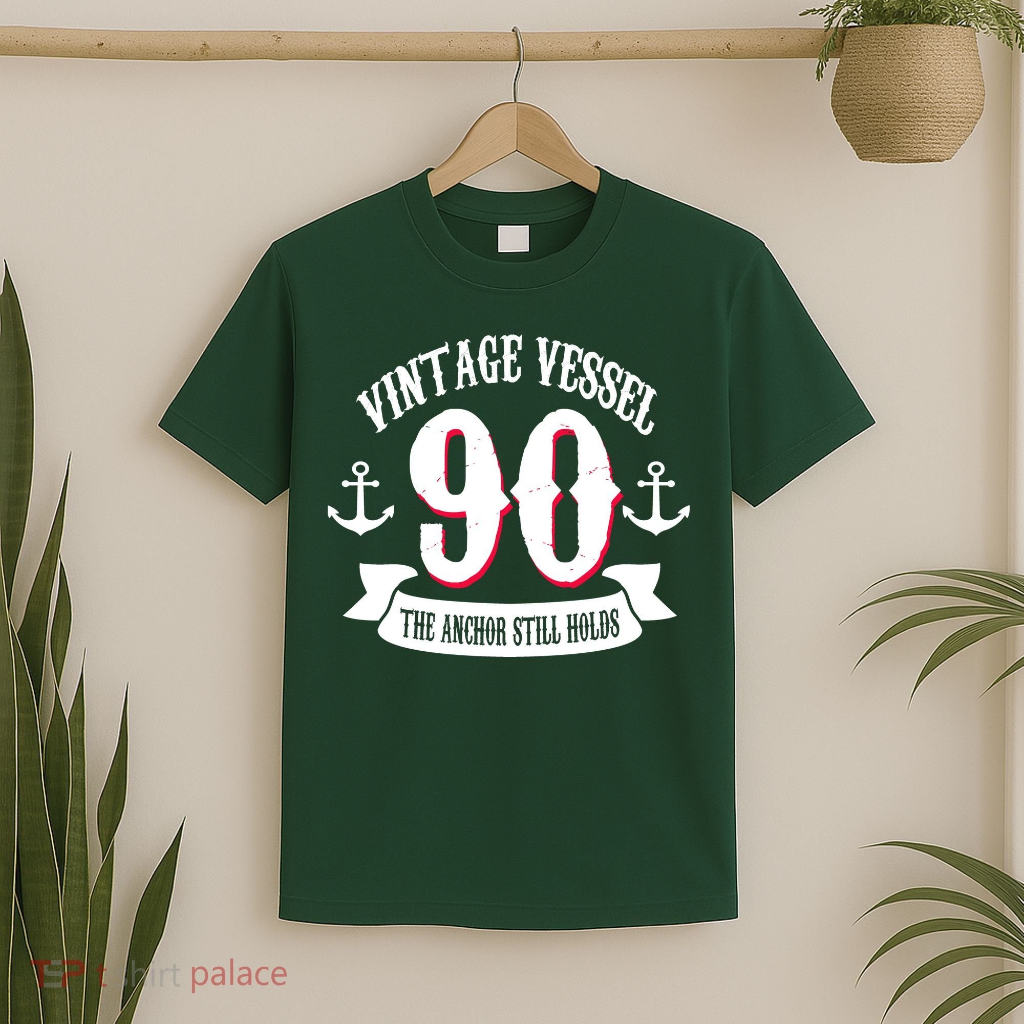 Vintage Vessel 90th Birthday The Anchor Still Holds T-Shirt