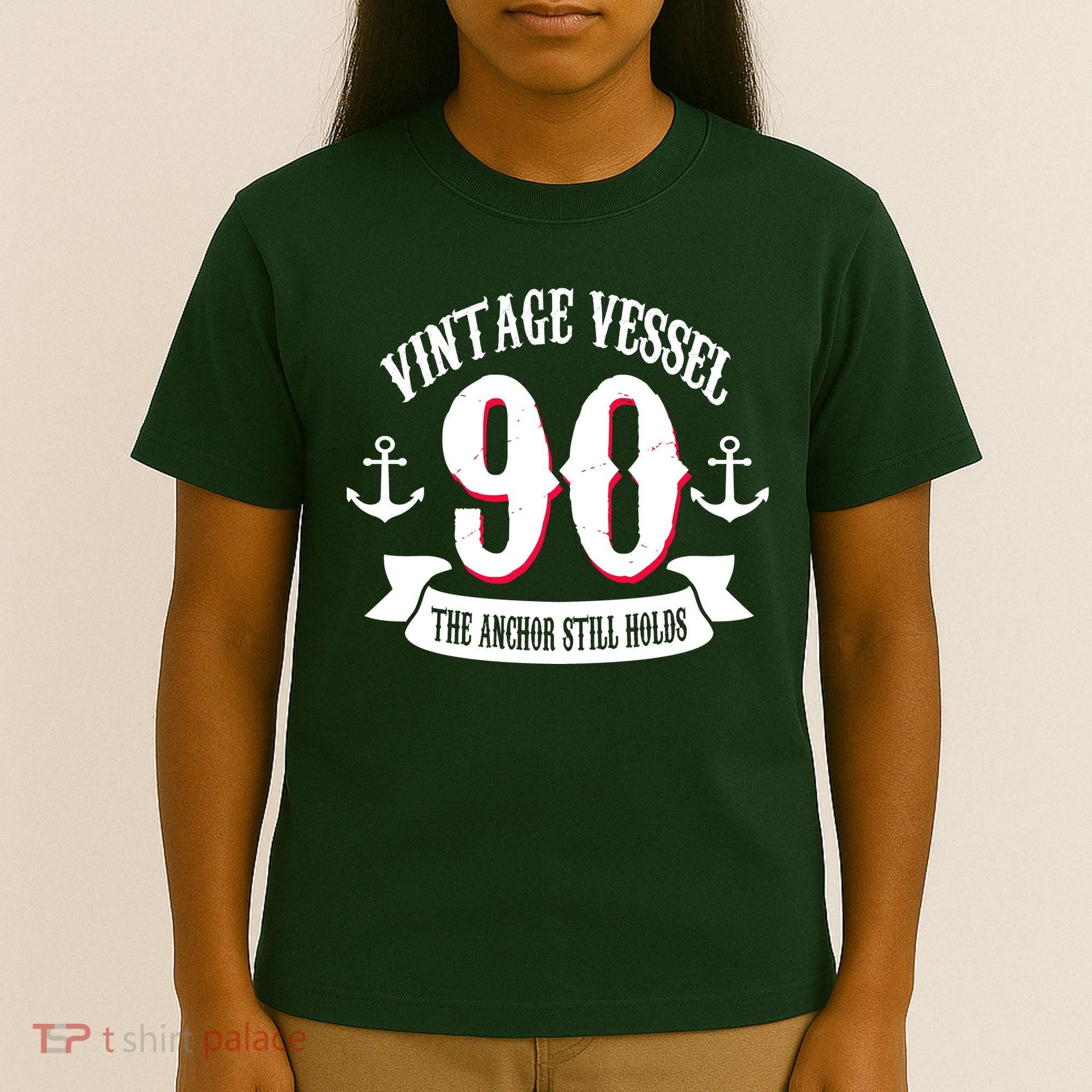 Vintage Vessel 90th Birthday The Anchor Still Holds T-Shirt