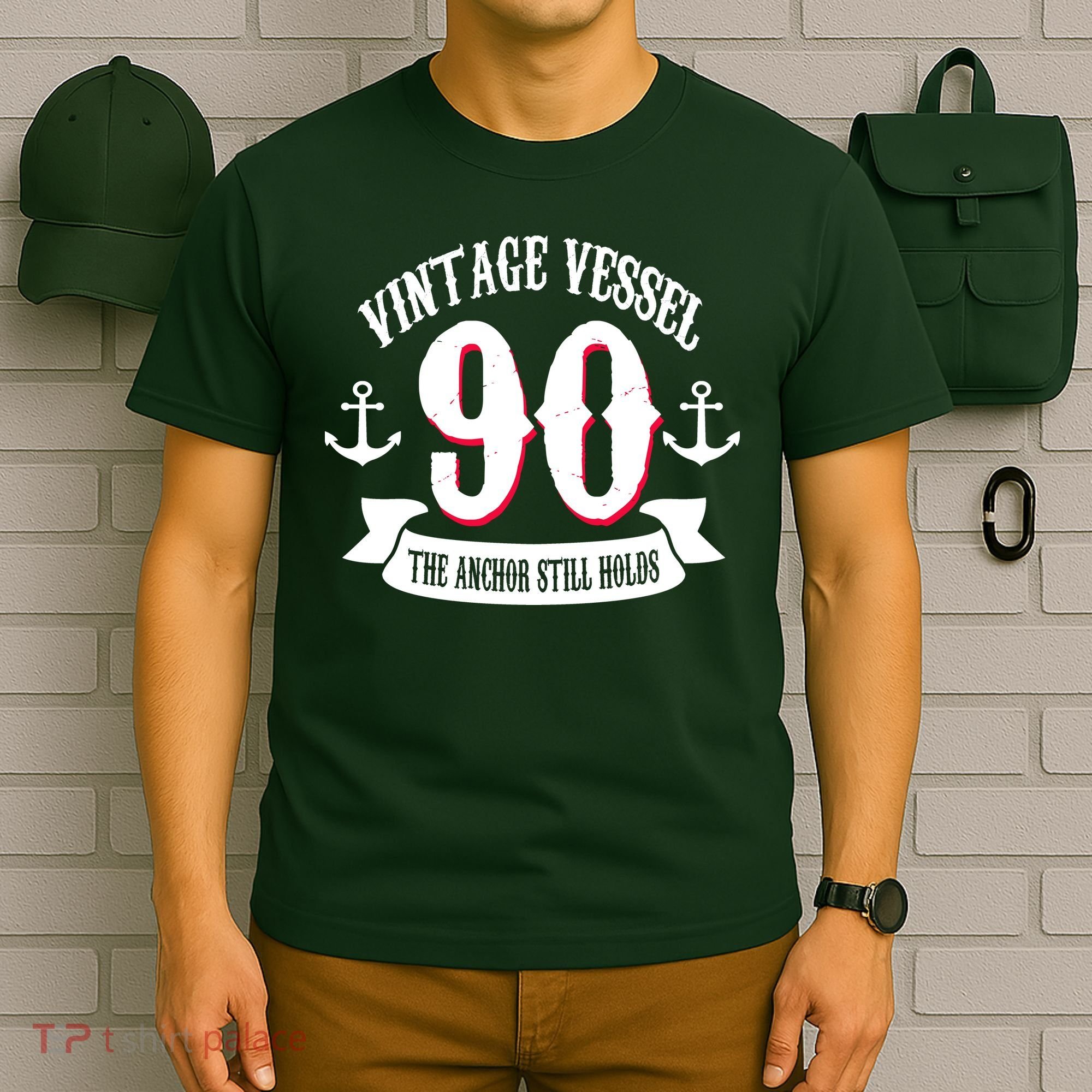 Vintage Vessel 90th Birthday The Anchor Still Holds T-Shirt