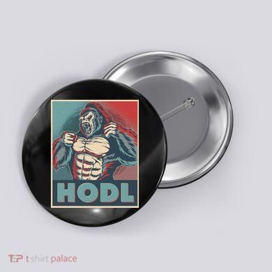 Vintage Vote HODL Crypto Currency Gorilla Ape Button
