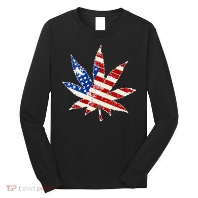 Vintage Weed American Flag 420 Long Sleeve Shirt