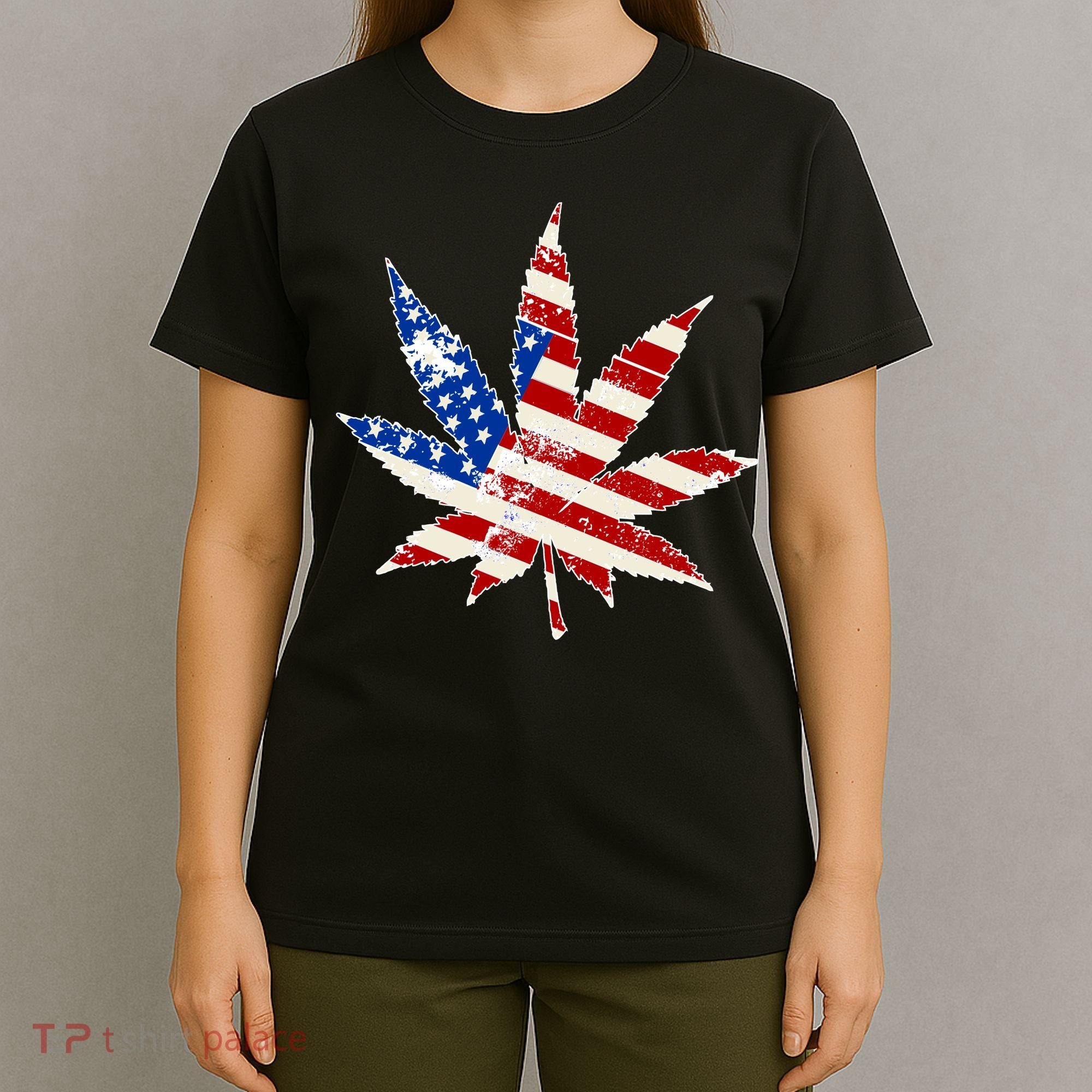 Vintage Weed American Flag 420 T-Shirt
