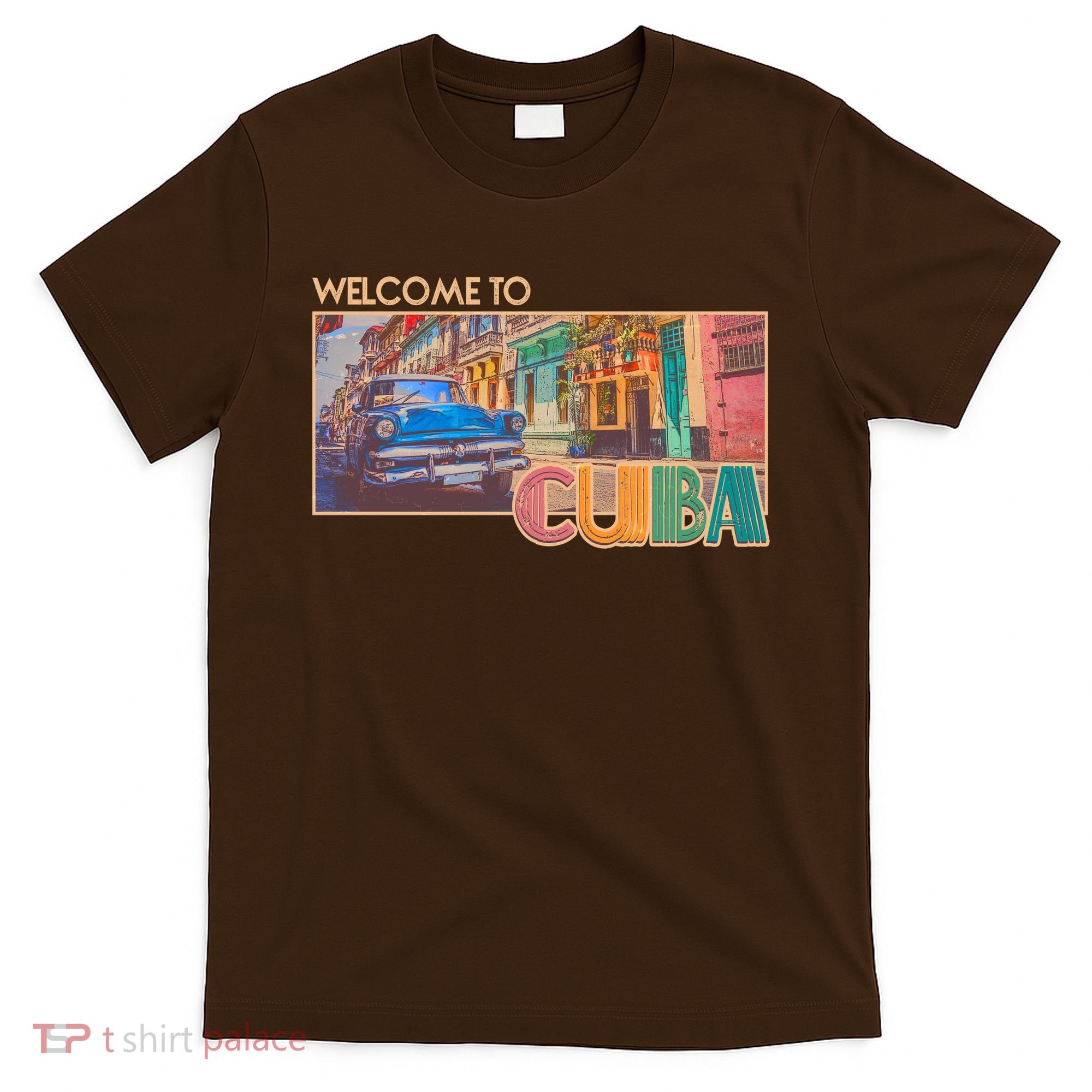 Vintage Welcome To Cuba Travel Poster Banner T-Shirt