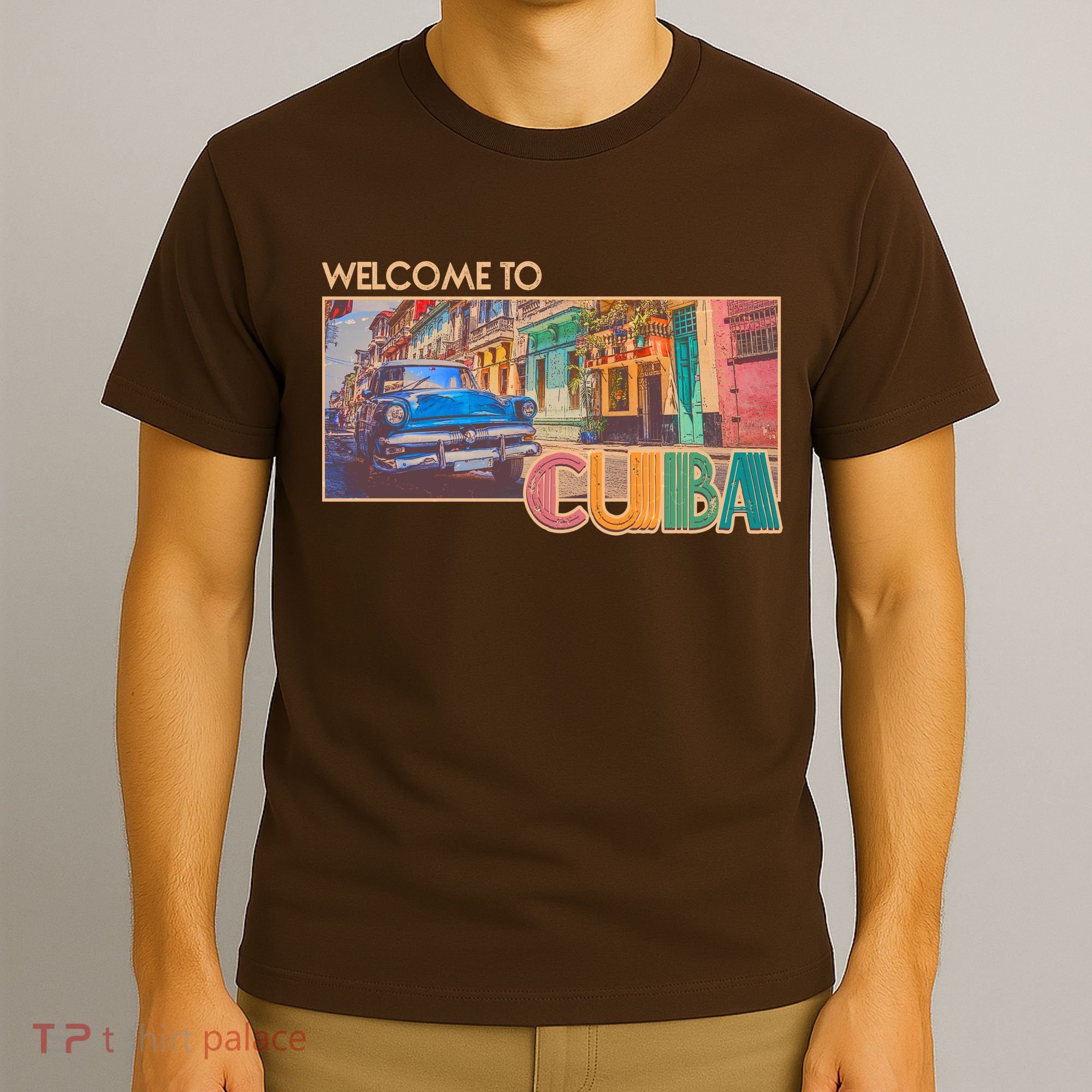 Vintage Welcome To Cuba Travel Poster Banner T-Shirt