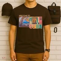 Vintage Welcome To Cuba Travel Poster Banner T-Shirt thumb 6