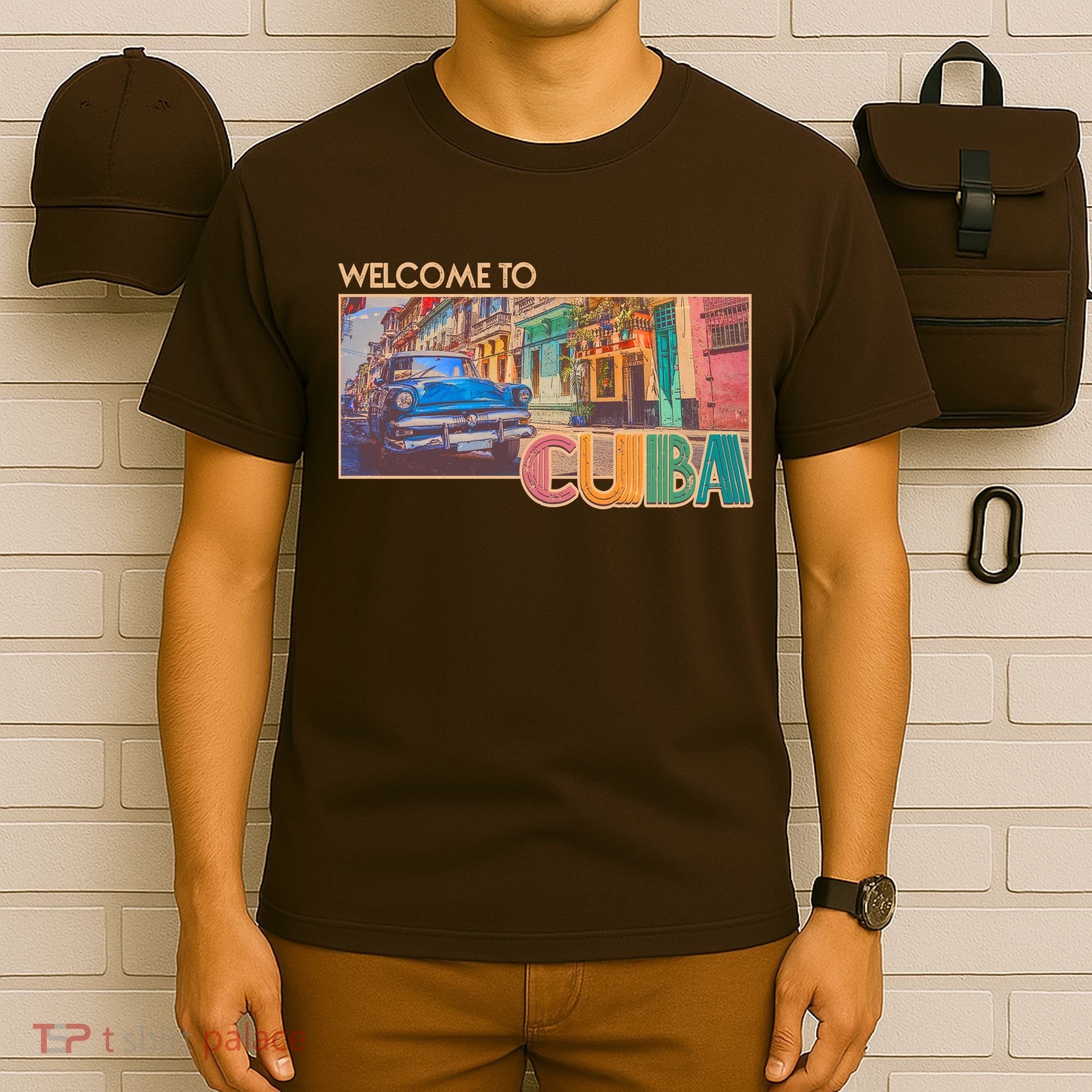 Vintage Welcome To Cuba Travel Poster Banner T-Shirt