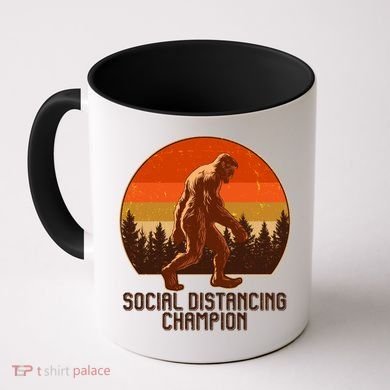Vintage Wilderness Sunset Sasquatch Social Distancing Champion  Coffee Mug