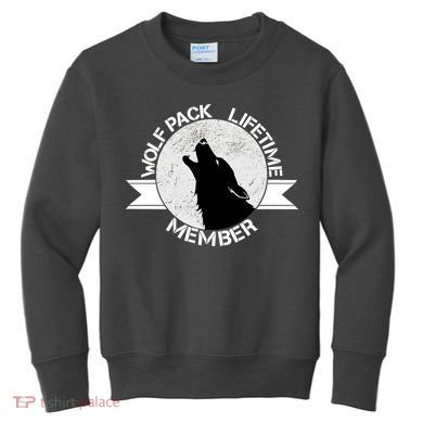 Vintage Wolf Pack Lifetime Member Emblem Kids Sweatshirt