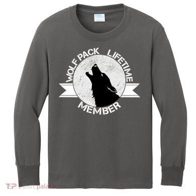 Vintage Wolf Pack Lifetime Member Emblem Kids Long Sleeve Shirt