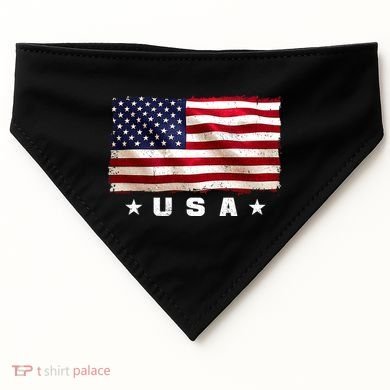 Vintage Worn USA Flag USA-Made Doggie Bandana