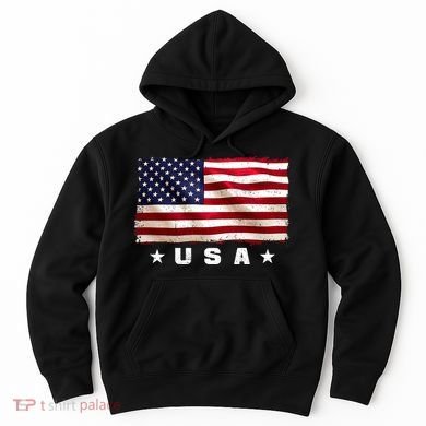 Vintage Worn USA Flag Hoodie