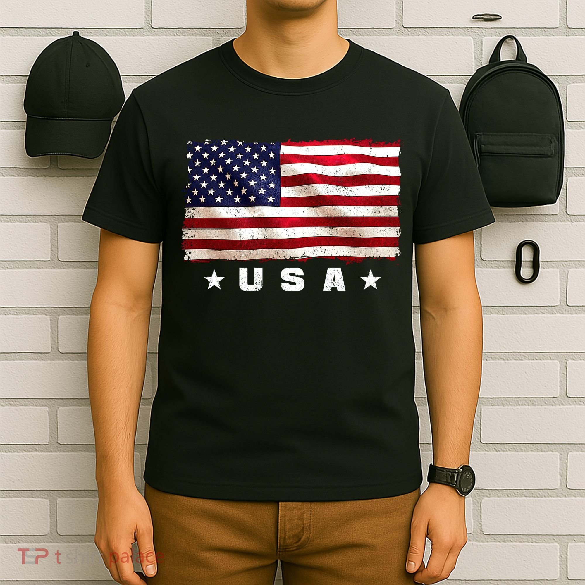 Vintage Worn USA Flag T-Shirt