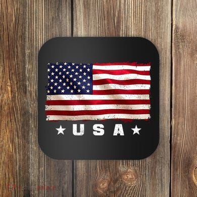 Vintage Worn USA Flag Coaster