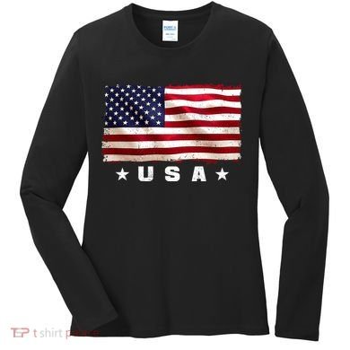 Vintage Worn USA Flag Women's Long Sleeve Shirt