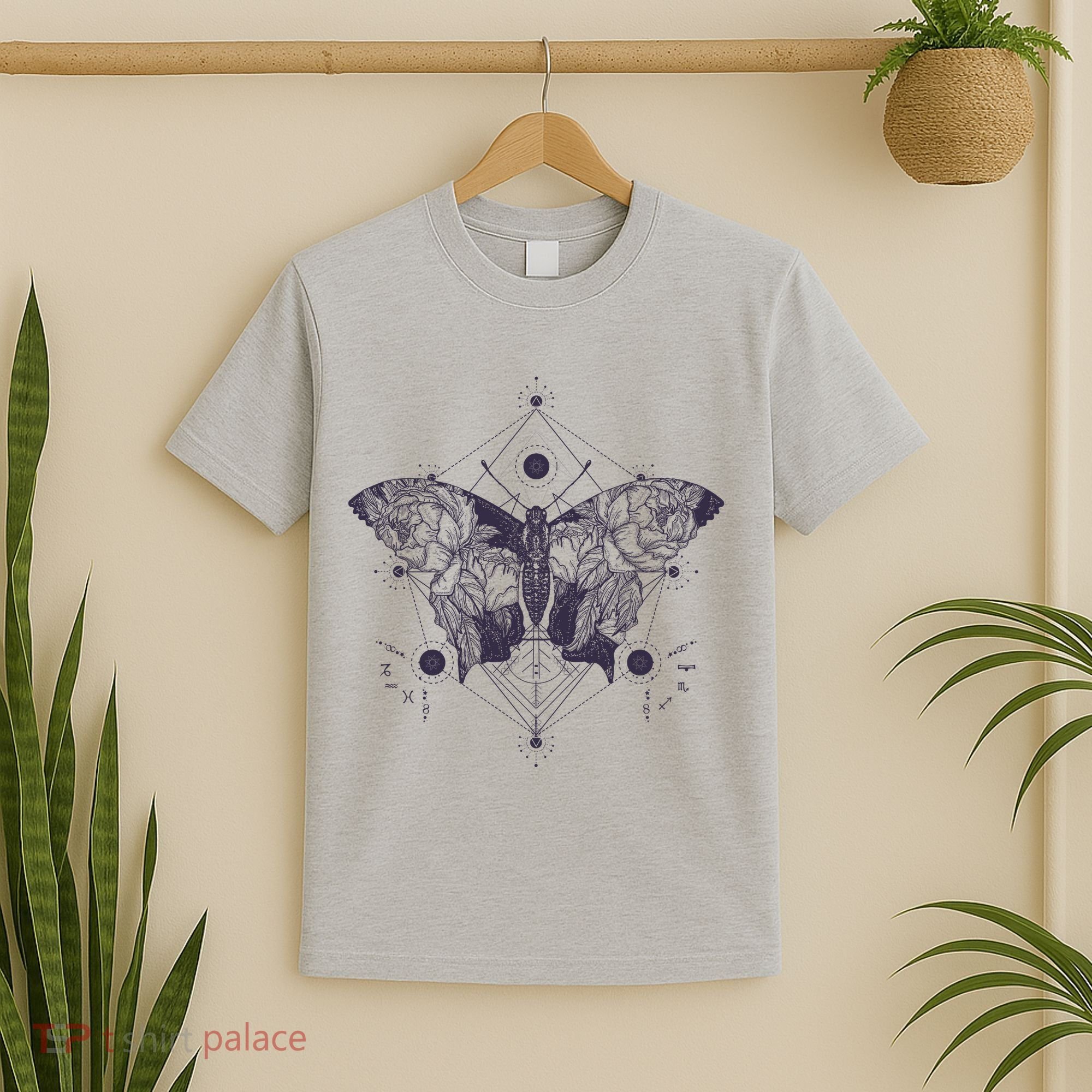 Vintage Zodiac Floral Moth Butterfly T-Shirt