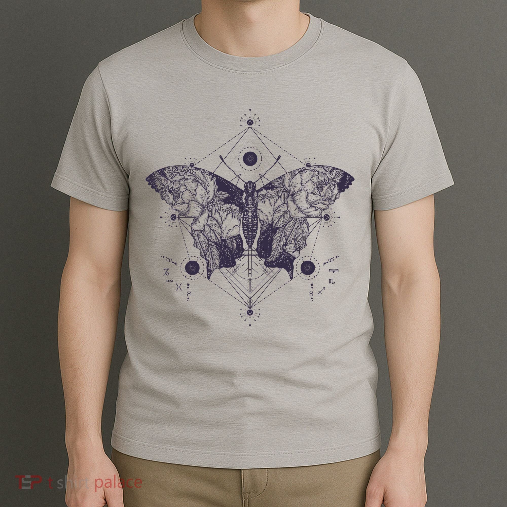 Vintage Zodiac Floral Moth Butterfly T-Shirt