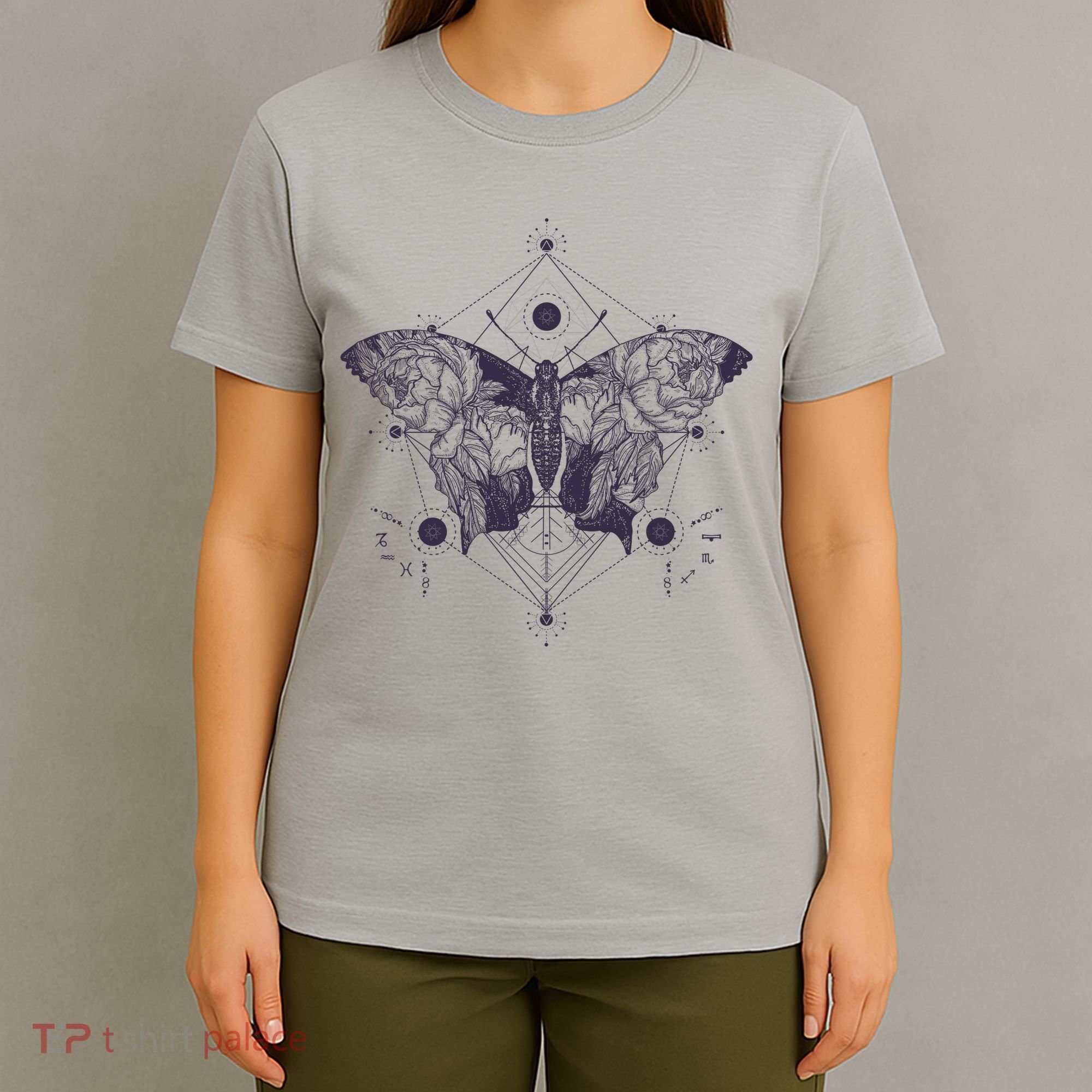 Vintage Zodiac Floral Moth Butterfly T-Shirt